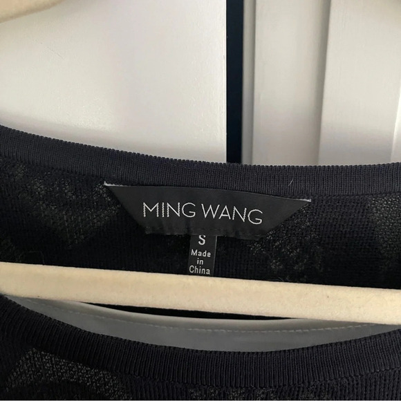 Ming Wang Navy Sweater Camisole Sheer Floral Print - Picture 2 of 4